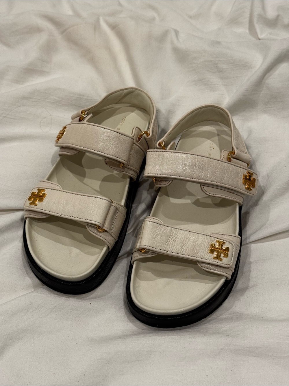 Tory Burch Kira Sport Ivory Double Strap Sandals Sz 7